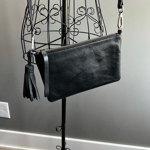 J Jill Perfect Convertible Crossbody Purse Black Pebbled Leather Bag - Picture 2 of 9